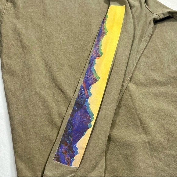 AMERICAN EAGLE Streetwear Vaporwave Olive Green Long Sleeve Graphic Tee Size XS - Picture 6 of 11